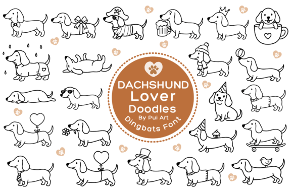 Dachshund Lover Doodles Font