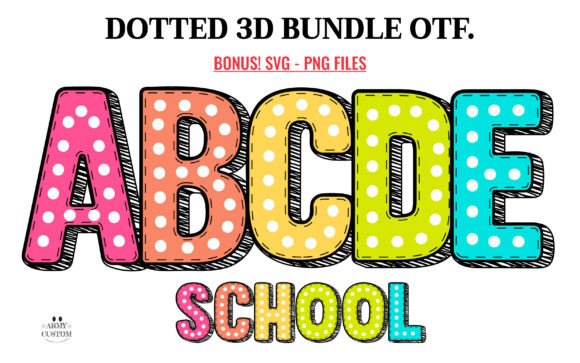 Dotted 3D Back to School Font